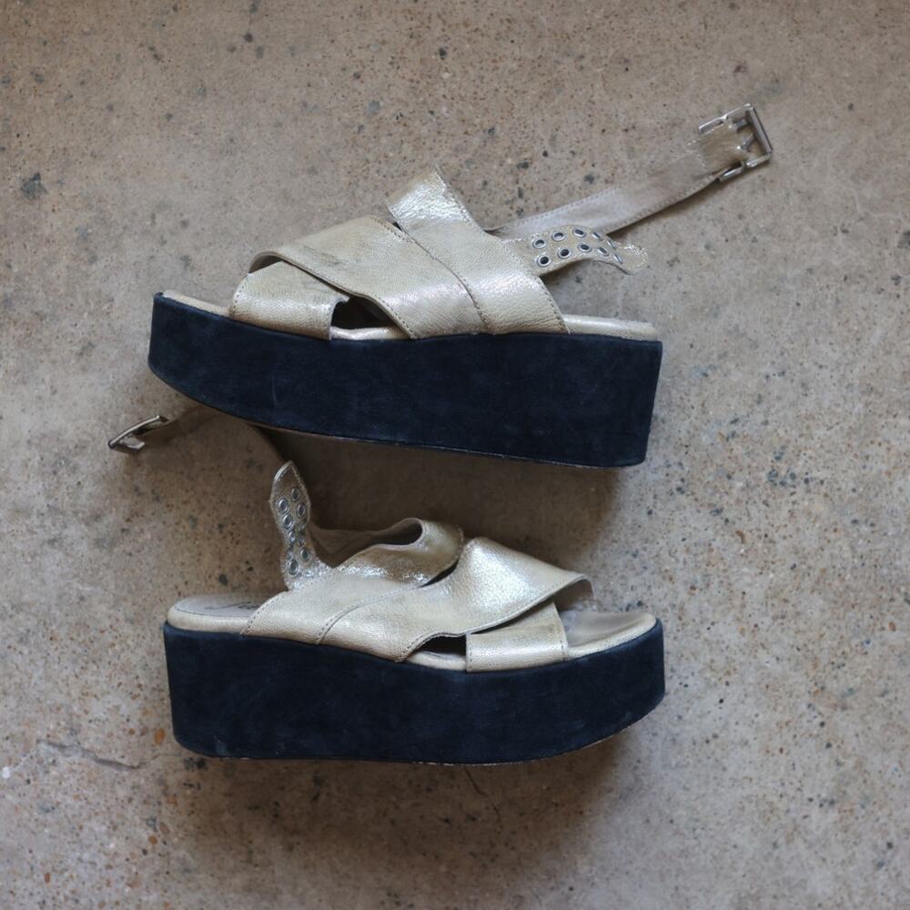 Free People Champagne Platform Sandals EU 38 US 8 Y2K